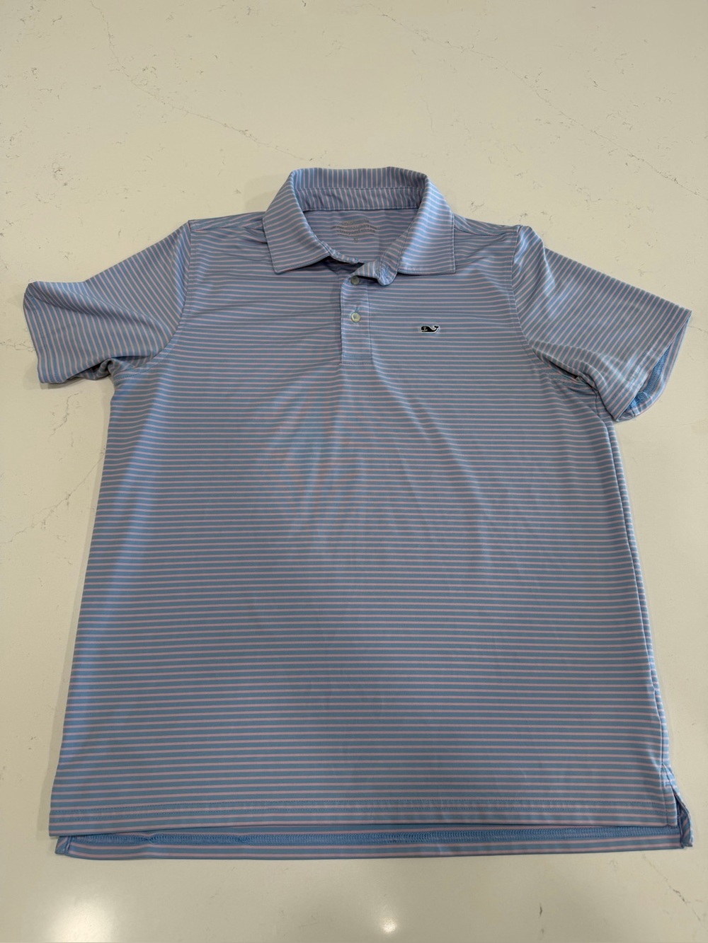 Vineyard Vines Women’s Light Blue and Pink Striped Sankaty Polo - XL